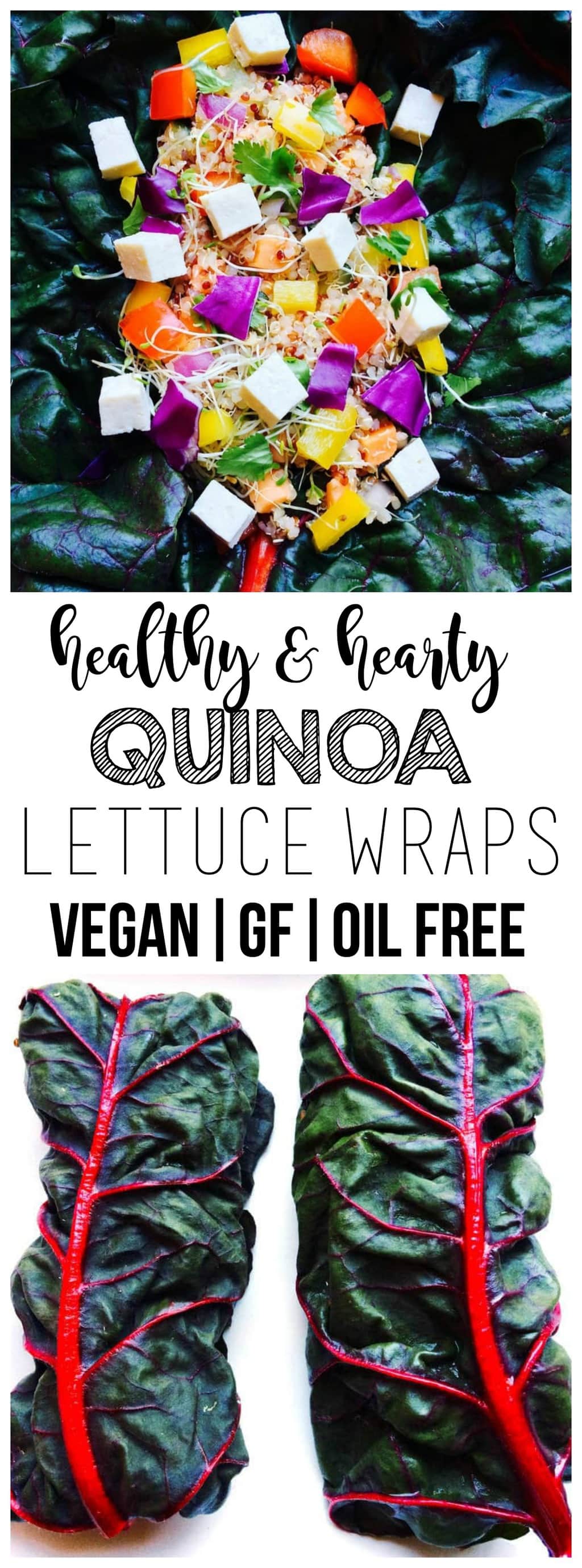 These Hearty Quinoa Lettuce Wraps are the perfect filling and delicious vegan lunch! They're also gluten-free, high-protein, grain-free, oil-free, and super easy to throw together.
