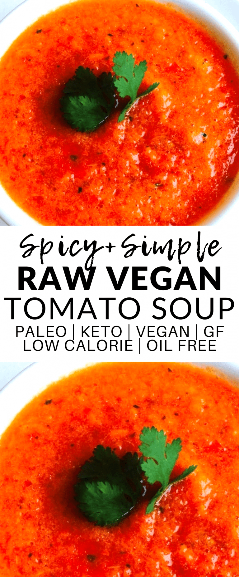 Spicy Raw Vegan Tomato Soup (Keto + No Sugar Added)