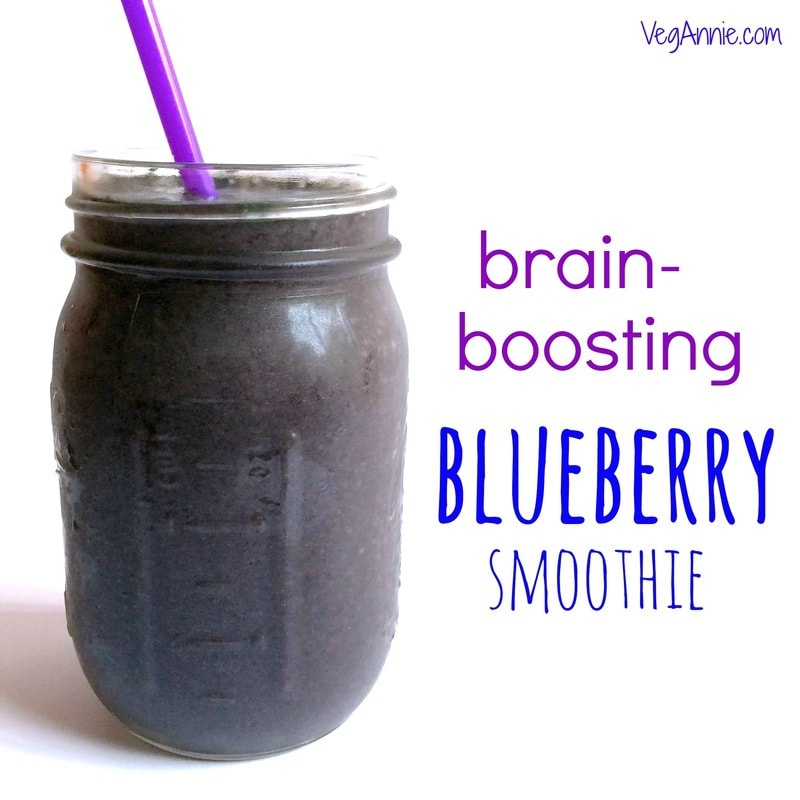 blueberry-kale-banana-ginger smoothie, vegan blueberry smoothie