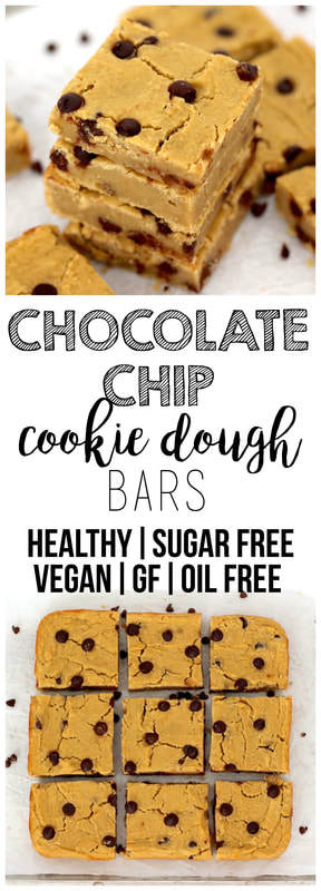 Healthy Chocolate Chip Cookie Dough Bars! (Sugar-Free, Low-Calorie, Oil-Free, Vegan, Gluten-Free, Low-Fat)