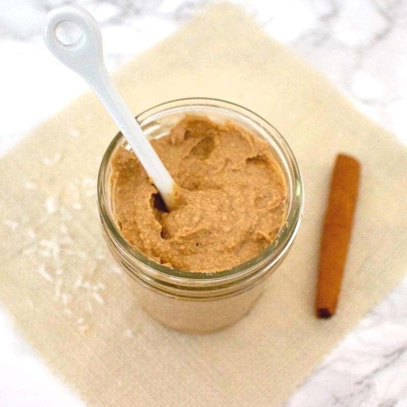 This Apple Pie Protein Butter is so delicious! It tastes like apple pie in a spreadable, peanut-butter-like form. But totally nut-free! Also vegan, gluten-free, sugar-free, low-carb, low-fat & low-calorie - only 66 calories per serving!
