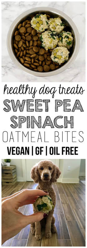 Healthy Homemade Dog Treats: Sweet Pea Spinach Oatmeal Bites (Vegan, Gluten-Free, Oil-Free)