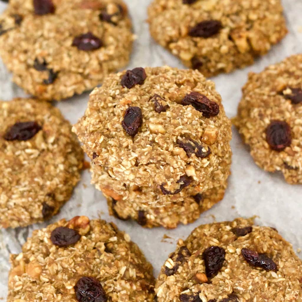 Healthy & delicious Vegan Trail Mix Cookies that are made with amazing, wholesome ingredients. They are gluten-free, low-carb, dairy-free, oil-free & made with no added sugar. The perfect dessert or snack!