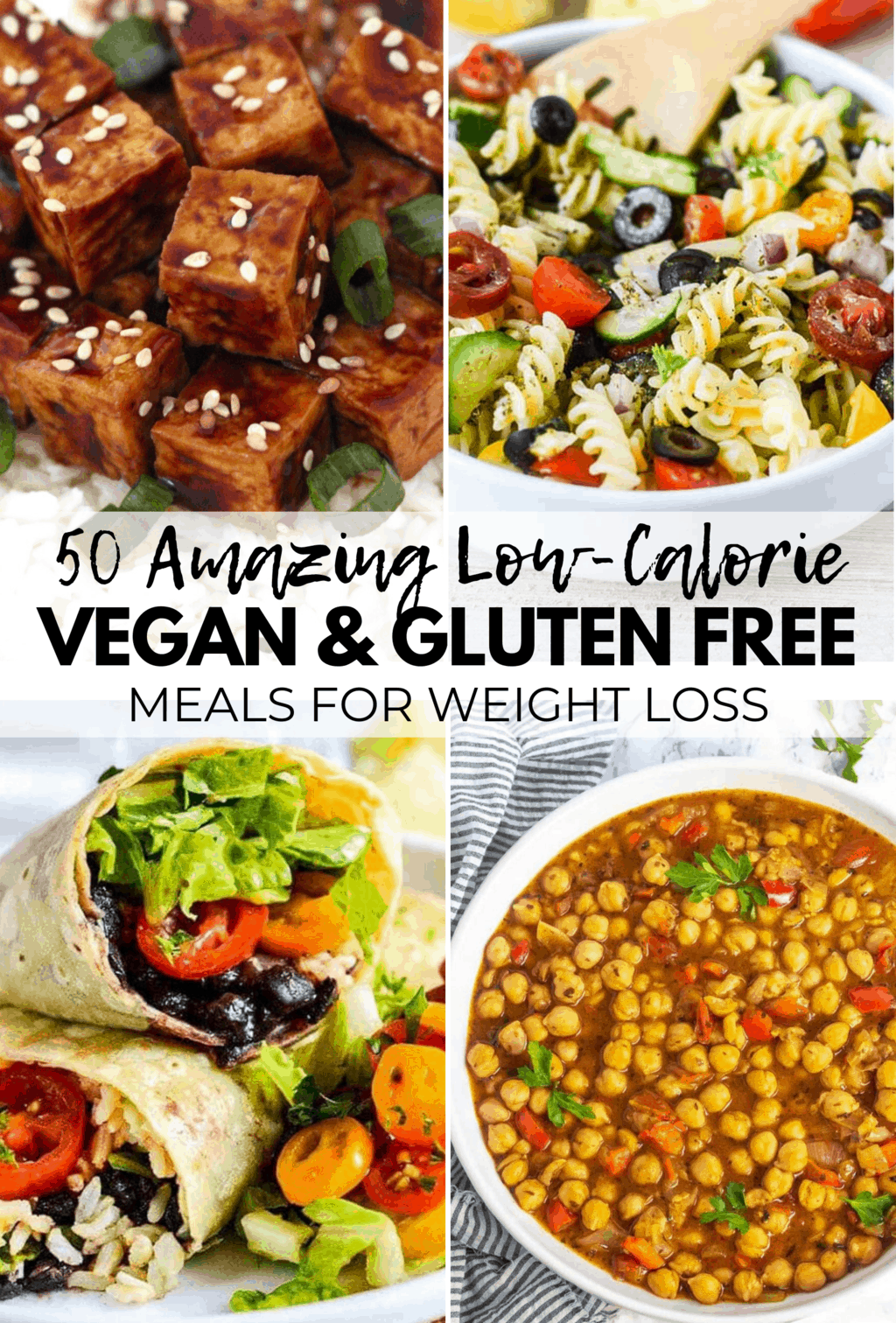 Here is a DELICIOUS collection of 50 AMAZING Vegan Meals for Weight Loss! All recipes are gluten-free & low-calorie - under 350 calories each! These recipes will help you lose weight in a delicious, healthy & satisfying way.