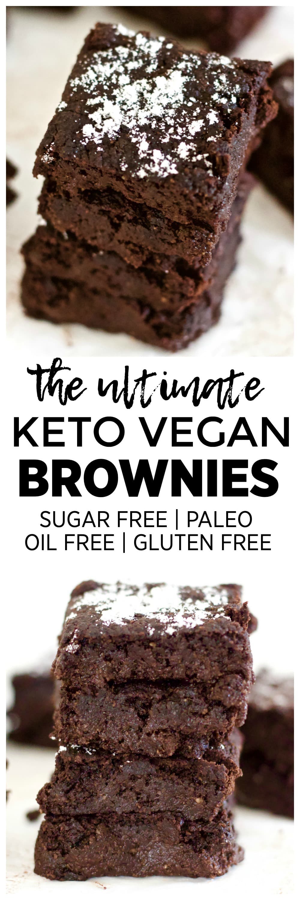 These AMAZING 5-Ingredient Keto Vegan Brownies are totally life-changing! They are ooey, gooey, and absolutely delicious. They're also sugar-free, oil-free, paleo, dairy-free and low-calorie - only 90 calories each!