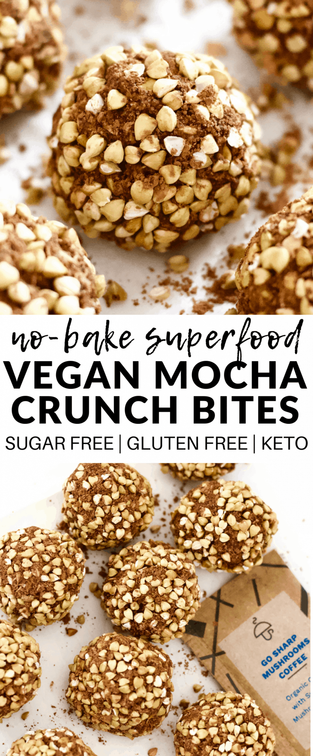 These No-Bake Superfood Mocha Crunch Bites are the perfectly delicious energy-boosting snack! They are super easy to make and totally delish - vegan, keto, gluten-free, sugar-free, oil-free, low-carb, and low-calorie - less than 60 calories each!!